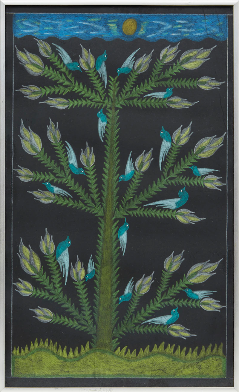 Scottie Wilson, Tree with Birds, gouache - view 2