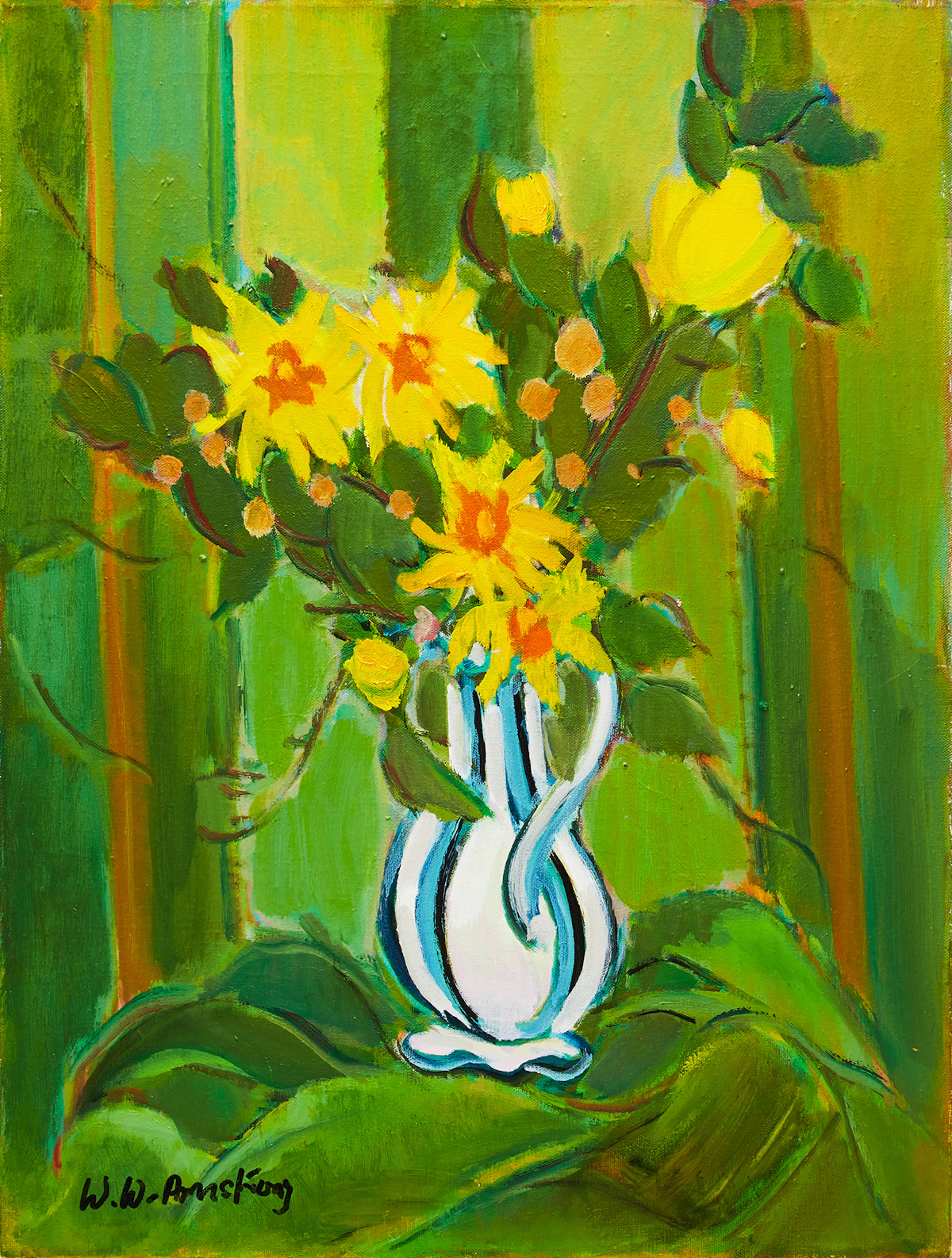 William Walton Armstrong, Jug with Flowers, oil on canvas