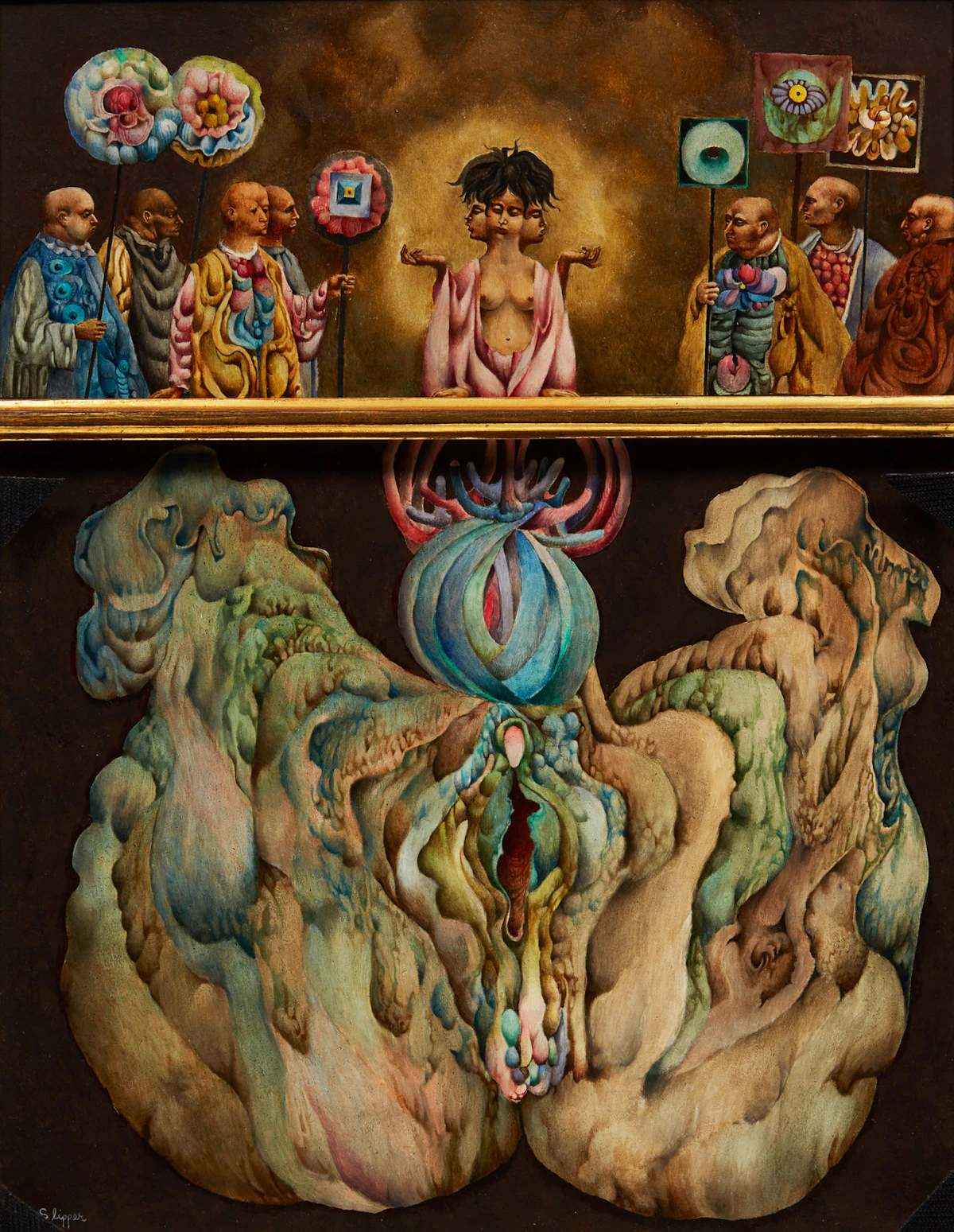 Gary Slipper, Ceremonial, mixed media on board