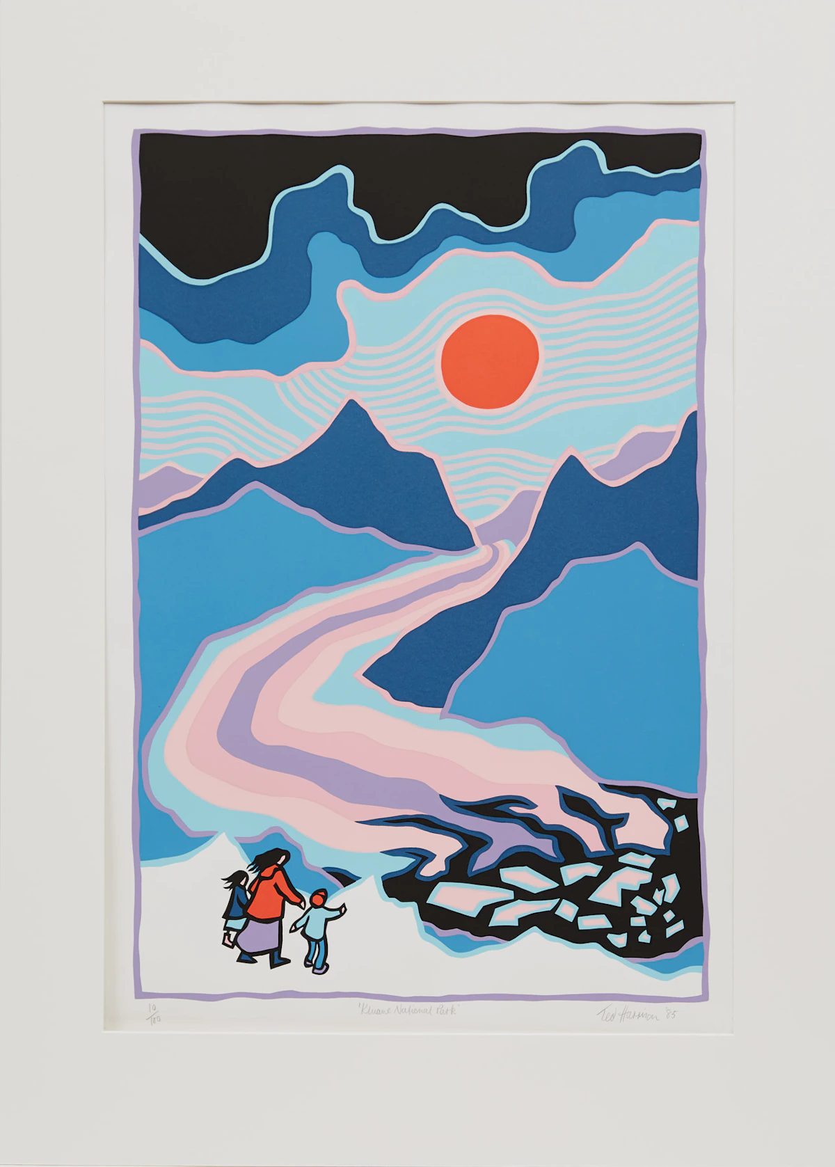 Ted Harrison, Kluane National Park, colour serigraph, 1985