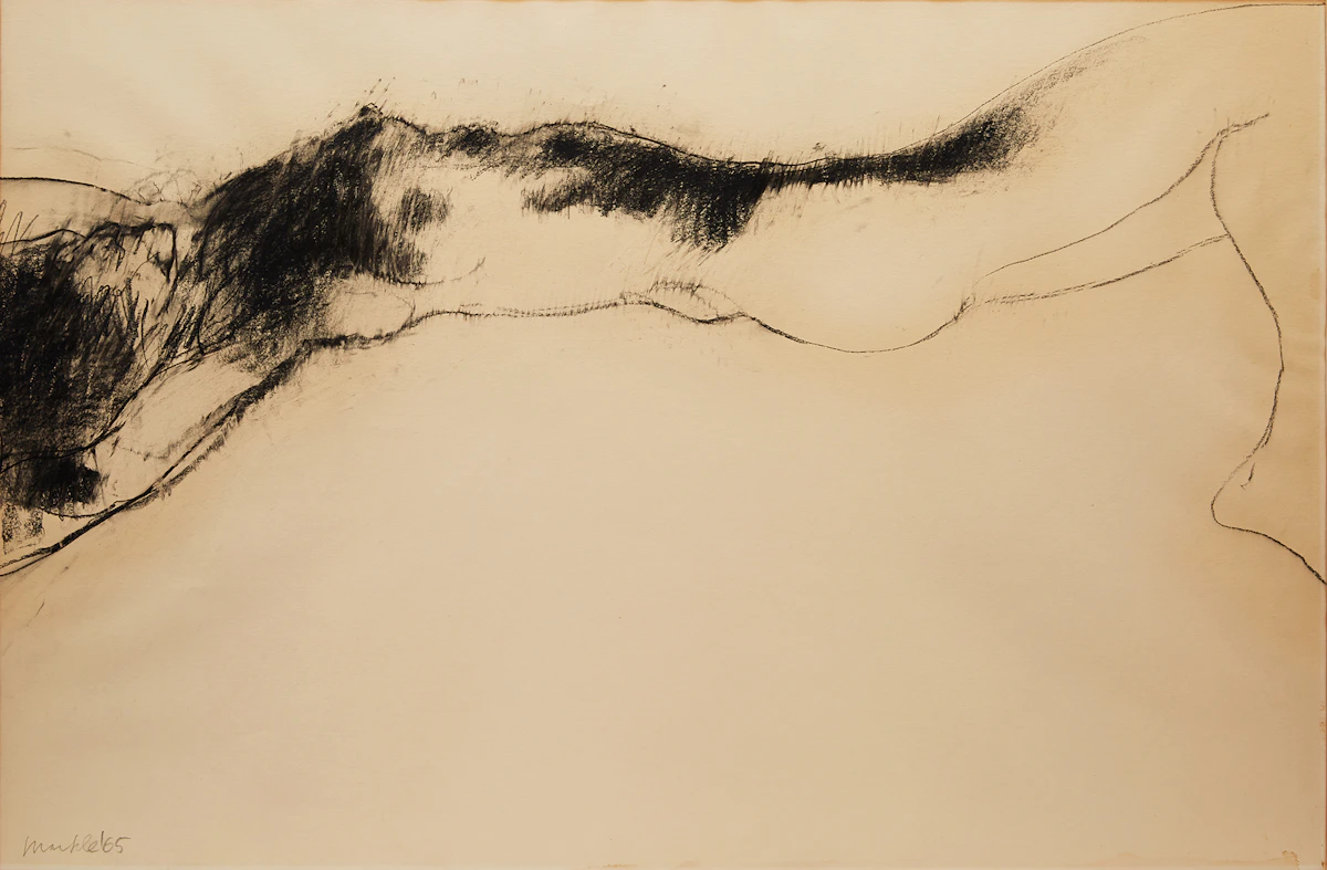 Robert Markle, Marlene 1X, Falling Figure Series, charcoal drawing, 1965