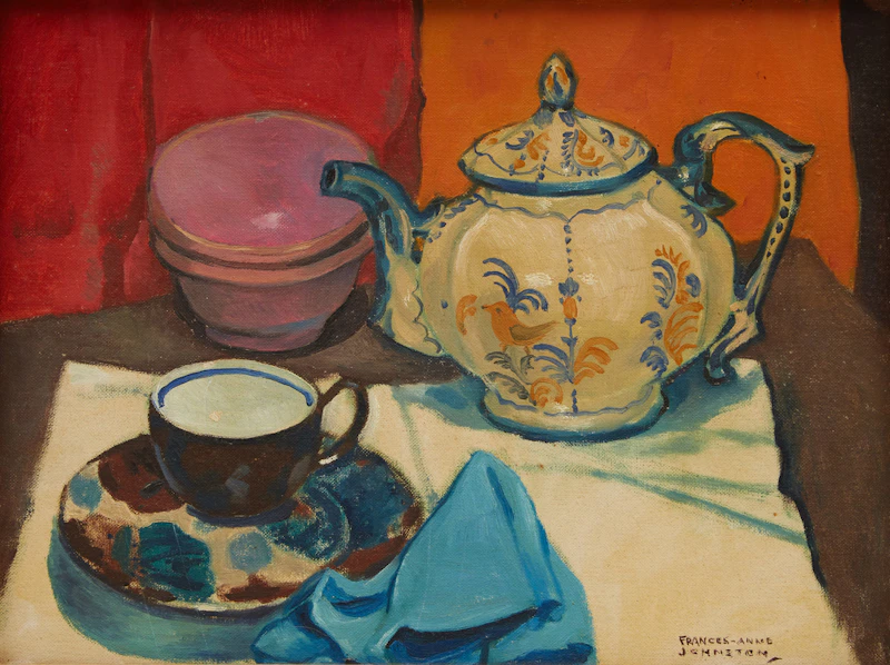 Frances Anne Johnston, Still Life with Old Italian Tea Pot, oil on canvas board - view 2