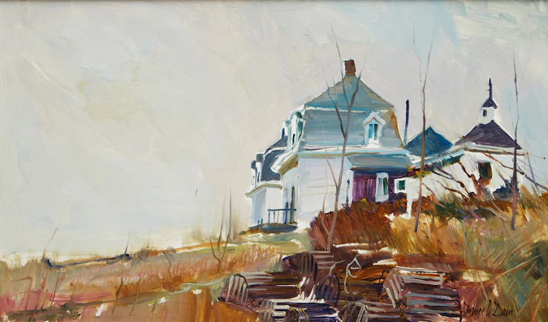 Bruce Le Dain, Harbour Lookout, Stonington, Maine, oil on board, 1979 - view 2