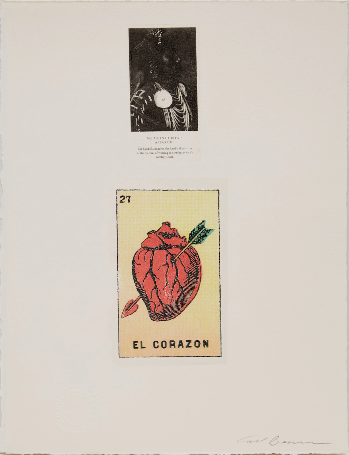 Carl Beam, El Corazon, mixed media print