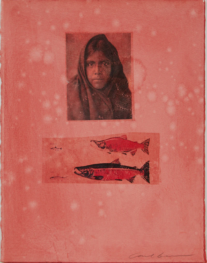 Portrait and two Fish by Carl Beam