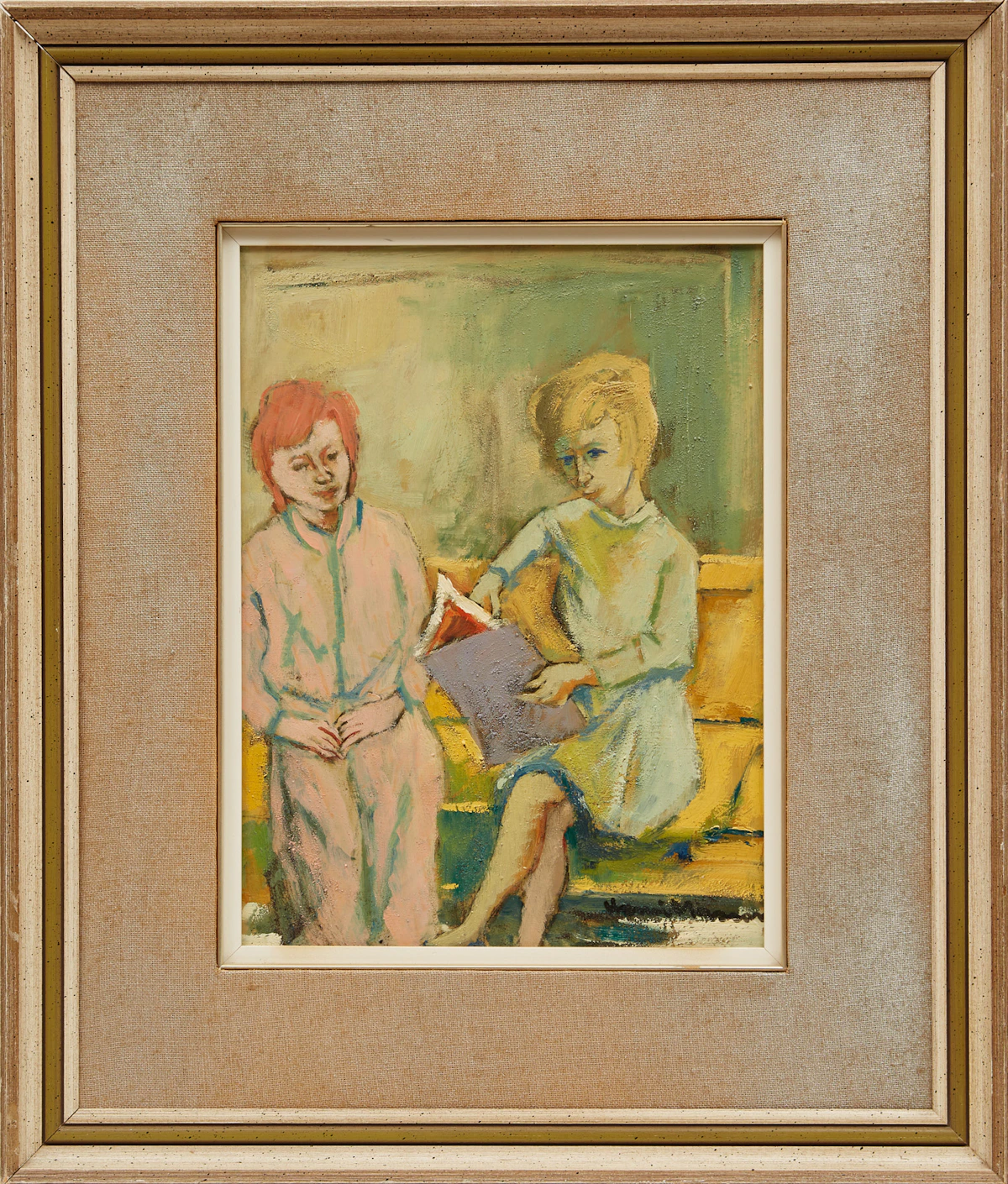 Henri Leopold Masson, Two Women Reading, oil on masonite
