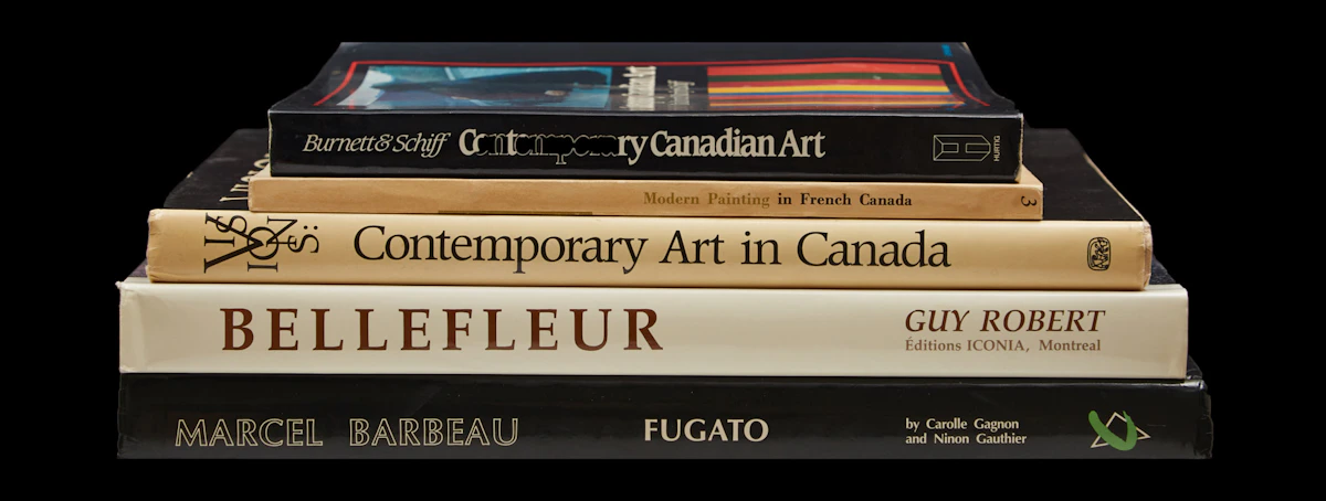 Books and Reference, Contemporary Canadian Art; Modern French Painting in French Canada; Visions - Contemporary Art in Canada; Bellefleur - The Fervour of the Quest; Marcel Barbeau - Fugato, five books