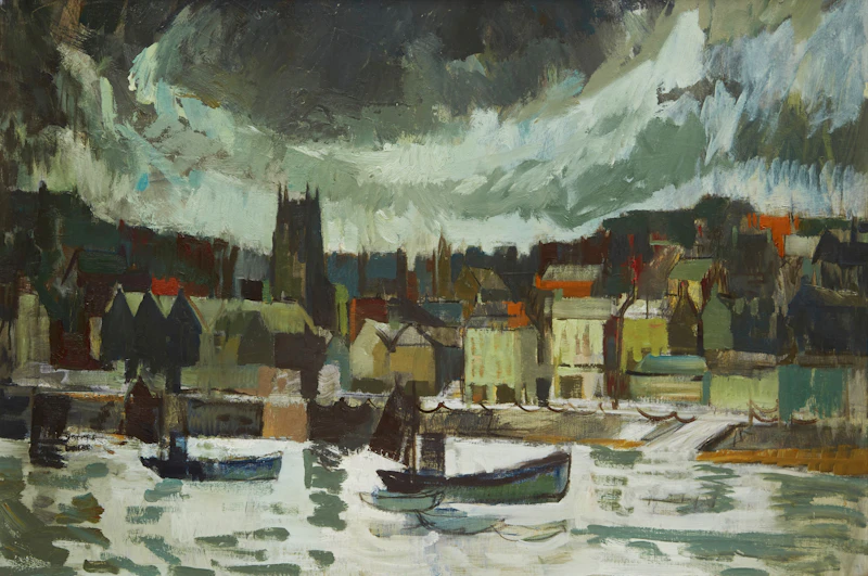 Clare Bice, Harbour Scene, oil on board, 1976 - view 2
