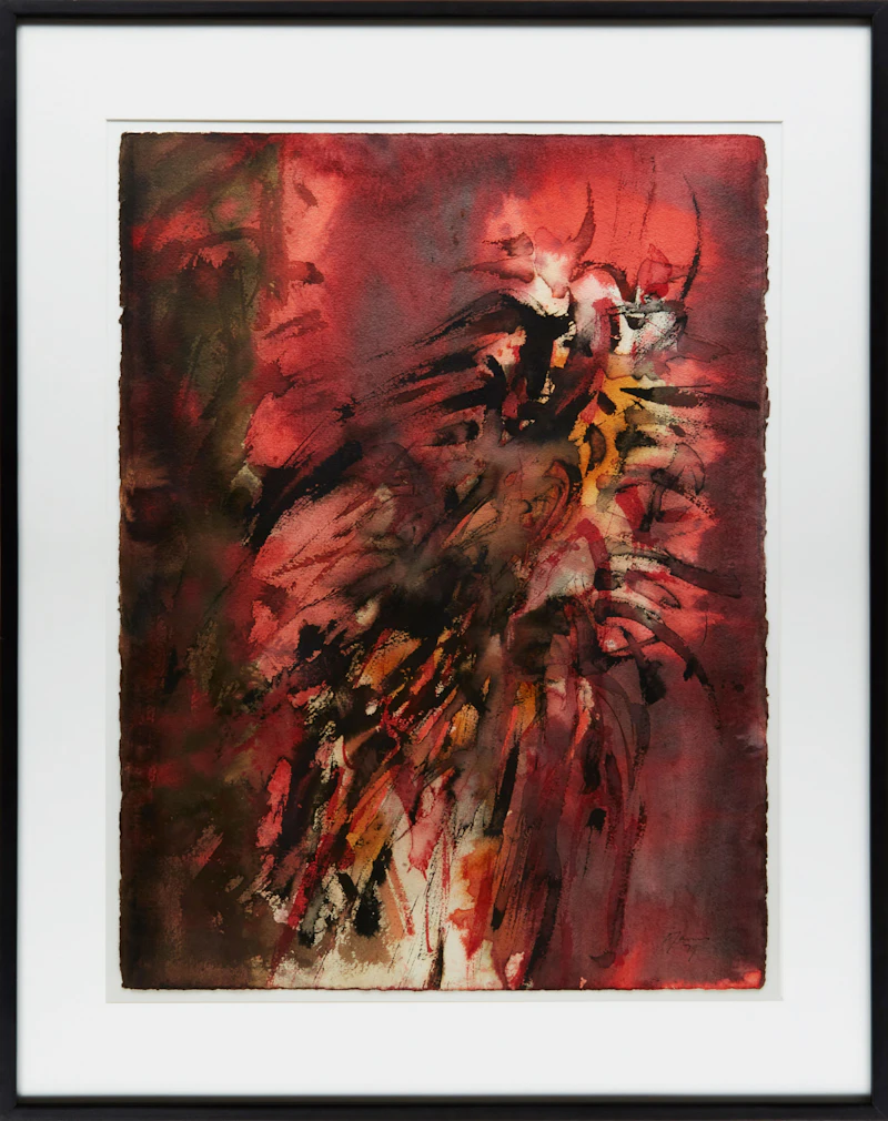 Donald Jarvis, Red Bird Variation (1), ink and watercolour - view 2