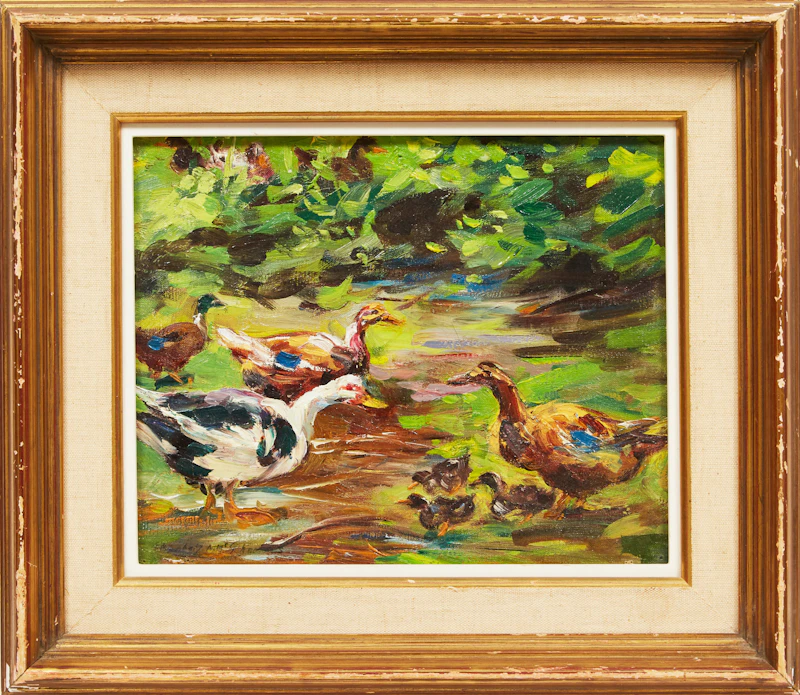 Elizabeth Annie McGillivray Knowles, Ducks and Ducklings, oil on board - view 2