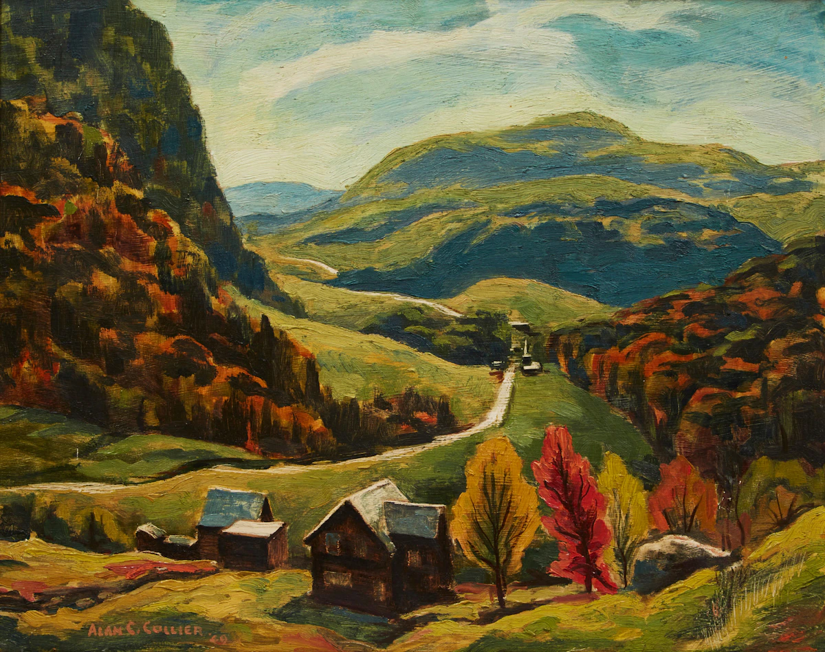 Alan Caswell Collier, The Road to St.Sauveur, Que, oil on board, 1949
