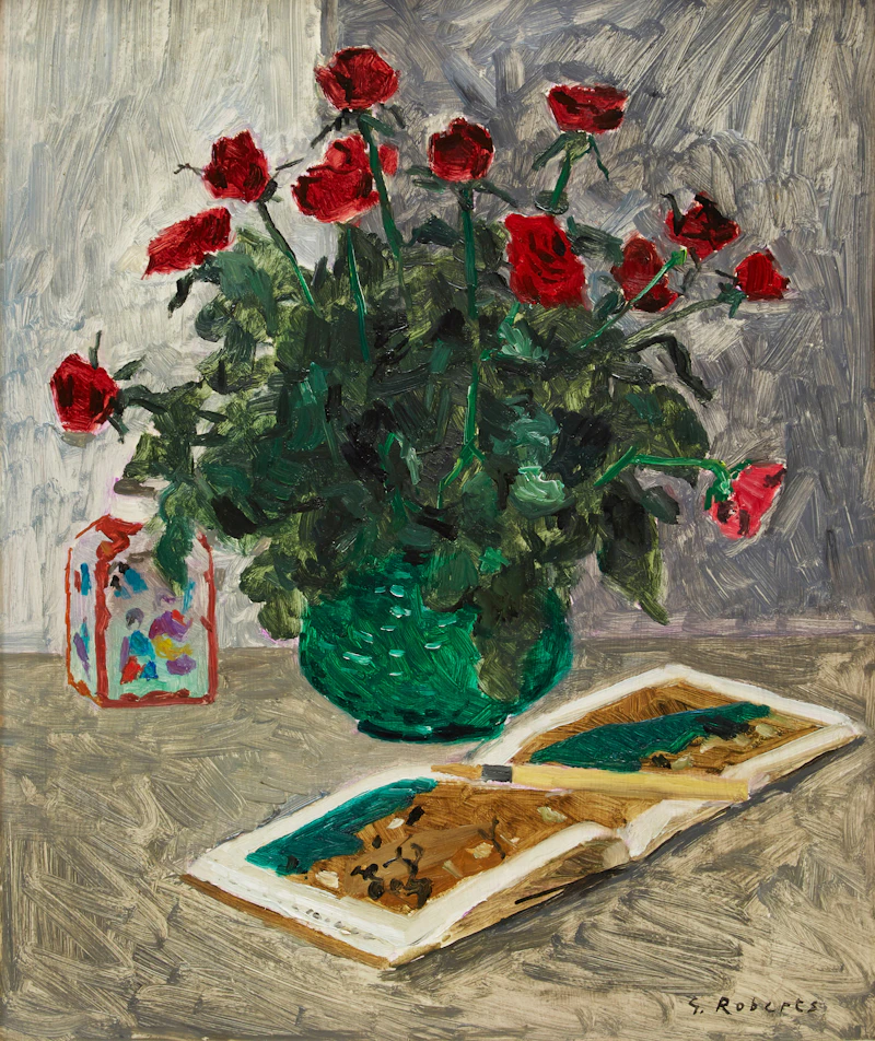 Roses in Green Vase  by William Goodridge Roberts