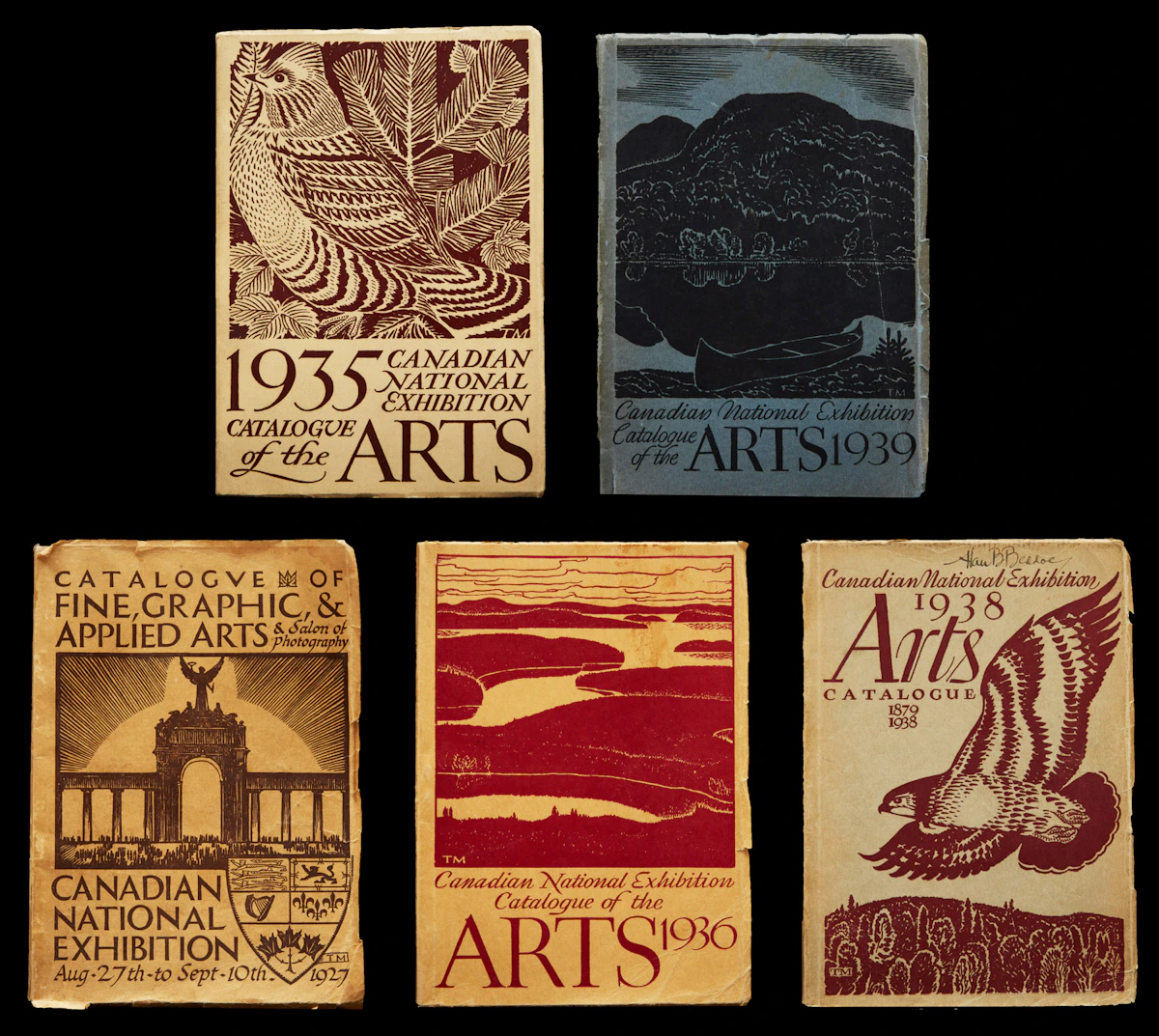 Books and Reference, Canadian National Exhibition catalogues (1927; 1935; 1936; 1938 & 1939), five exhibition catalogues