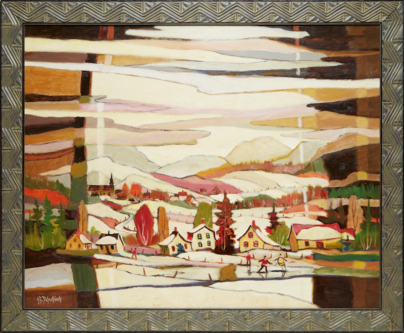 Jean-Guy Desrosiers, Un soir au village (Charlevoix), oil on board - view 2
