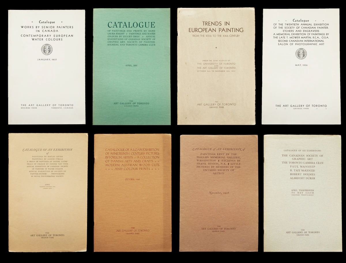 Books and Reference, Assorted Art Gallery of Toronto Catalogues (1928-1936), eight catalogues