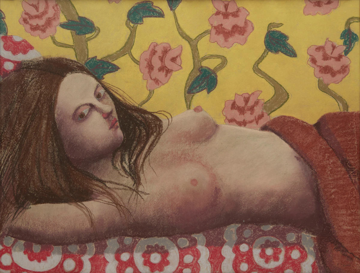 Louise Scott, Reclined Nude, pastel