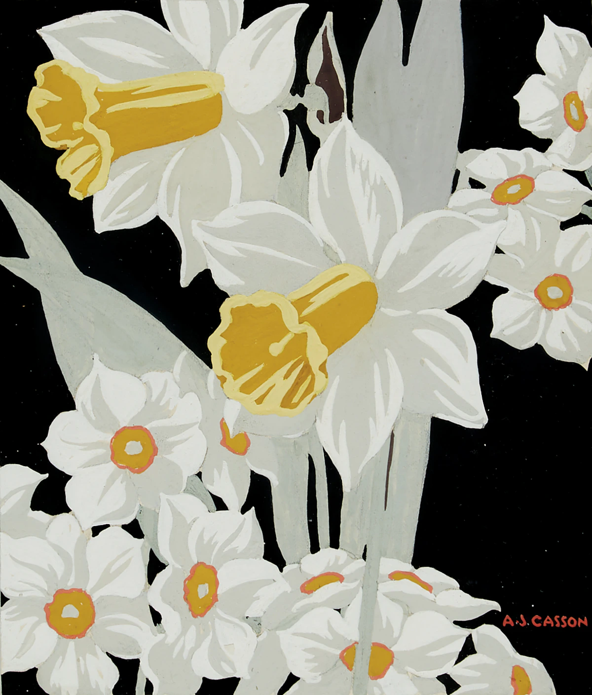 Alfred Joseph Casson, Daffodils , gouache on card, 1927
