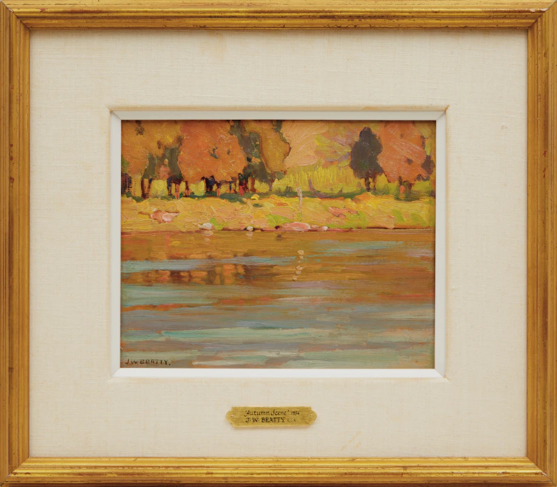 John William Beatty, Autumn Riverscape, oil on board - view 2