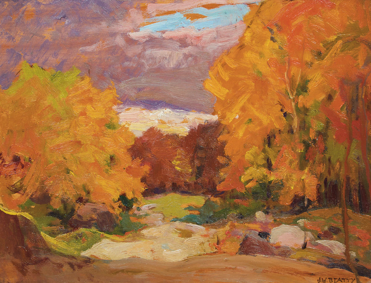 John William Beatty, Fall Colours, oil on board