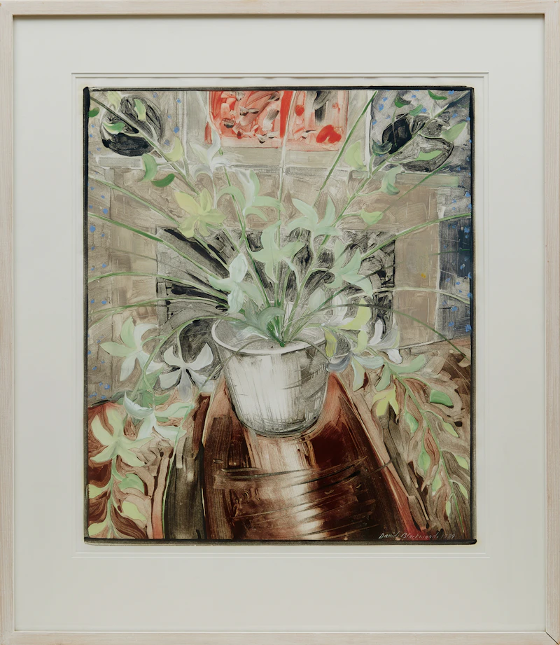 David Lloyd Blackwood, Orchids in a Silver Bowl, monotype on rice paper, 1989 - view 2