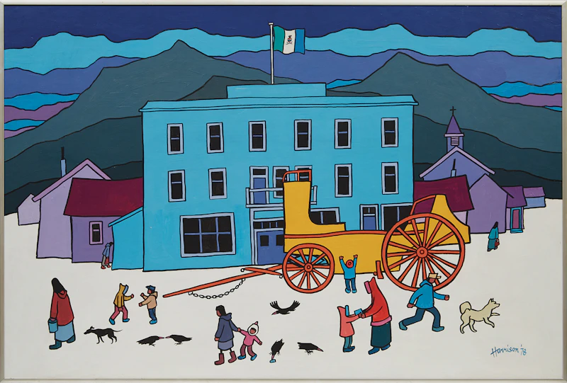 Ted Harrison, Winter Playtime, acrylic on board, 1978 - view 2
