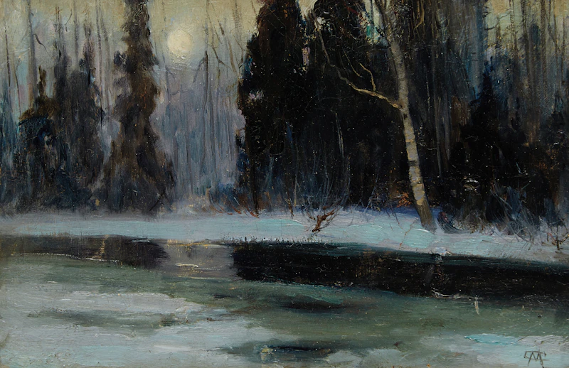 The Cache River at Moonrise by Maurice Galbraith Cullen