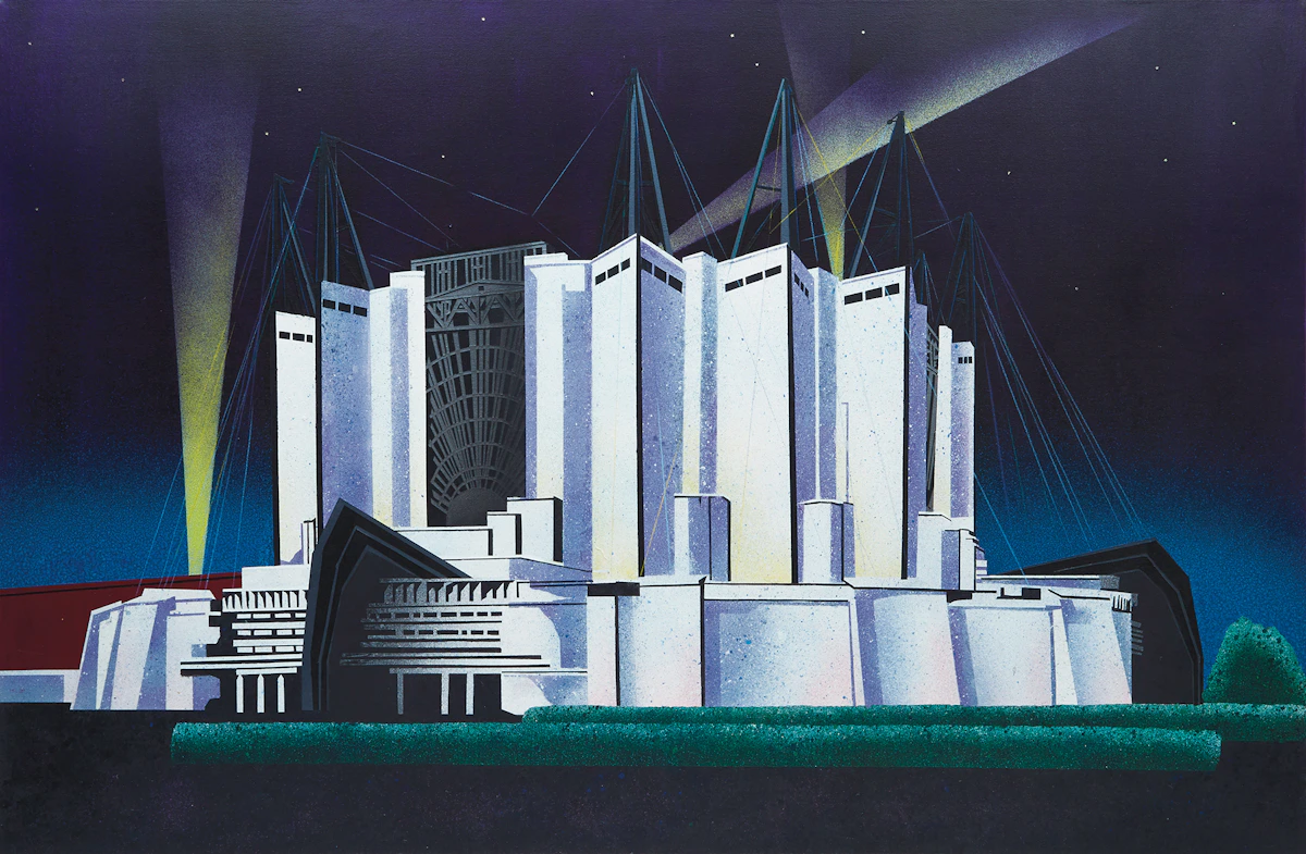 David Thauberger, Travel and Transport, acrylic and glitter on canvas, 1986