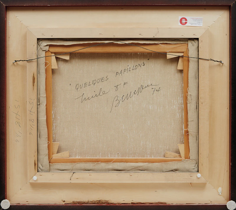 Léon Bellefleur, Quelques papillons, oil on canvas, 1974 - view 3