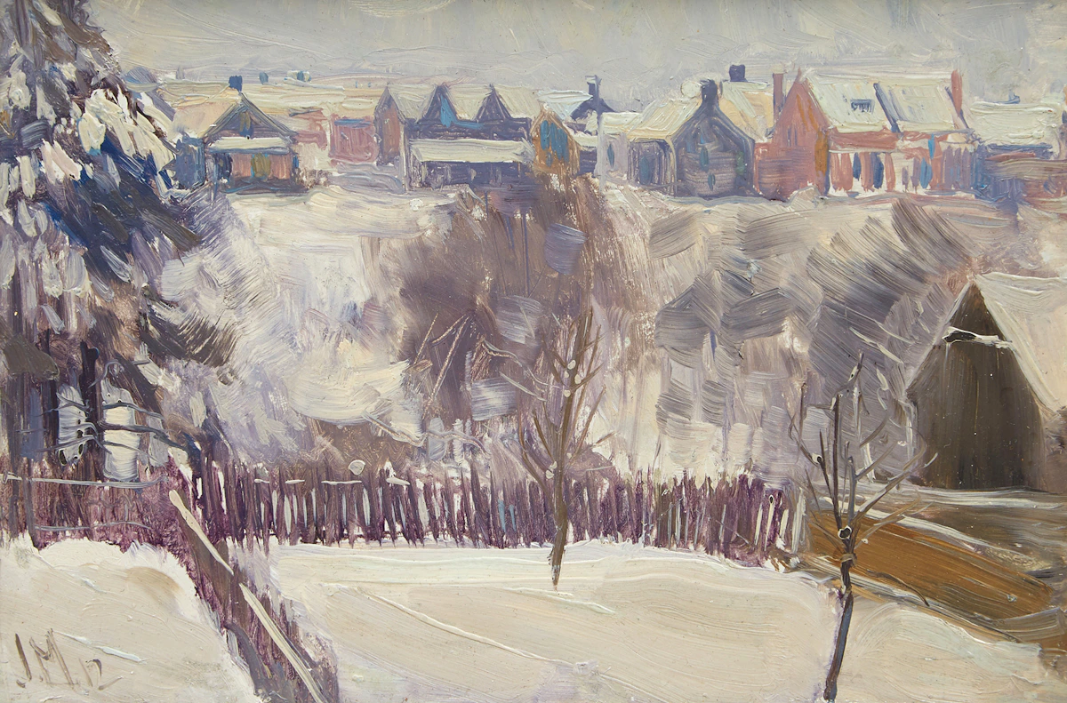 James Edward Hervey MacDonald, Backyard, West Toronto, oil on board, 1912