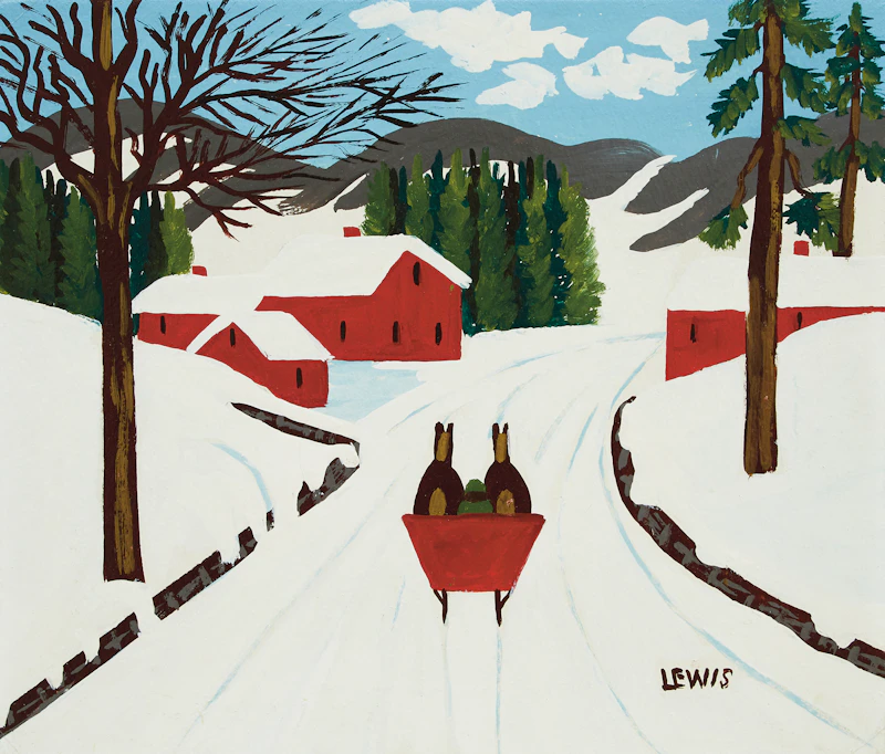 Maud Lewis, Red Sleigh on a Country Road