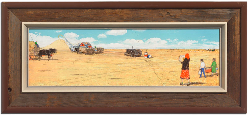 William Kurelek, Threshing Outfit Being Brought Lunch, mixed media on board, 1972 - view 2