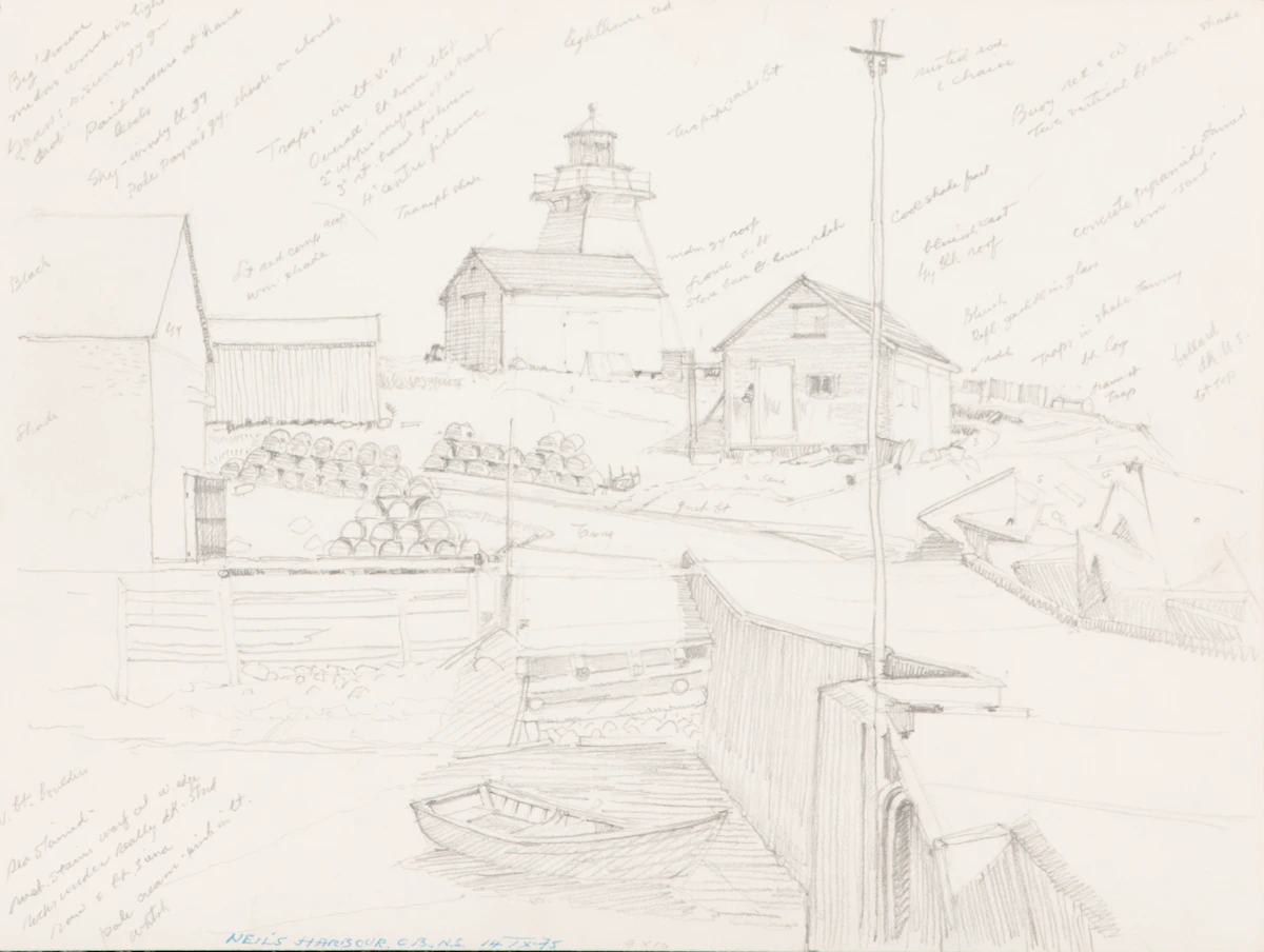 Frederick Bourchier Taylor, Neil’s Harbour, C.B.N.S.; Reclining Nude; Reclining Nude; Nude Study, assorted media on paper (4)
