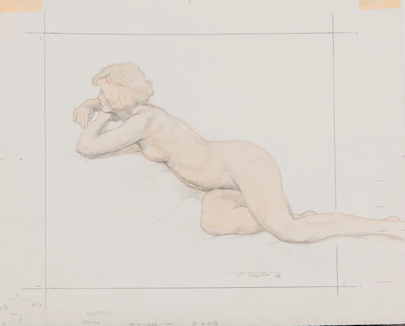 Frederick Bourchier Taylor, Neil’s Harbour, C.B.N.S.; Reclining Nude; Reclining Nude; Nude Study, assorted media on paper (4) - view 3