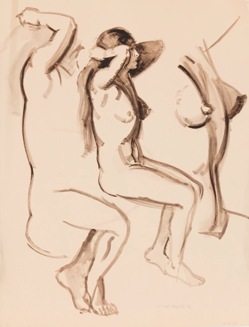 Frederick Bourchier Taylor, Neil’s Harbour, C.B.N.S.; Reclining Nude; Reclining Nude; Nude Study, assorted media on paper (4) - view 4