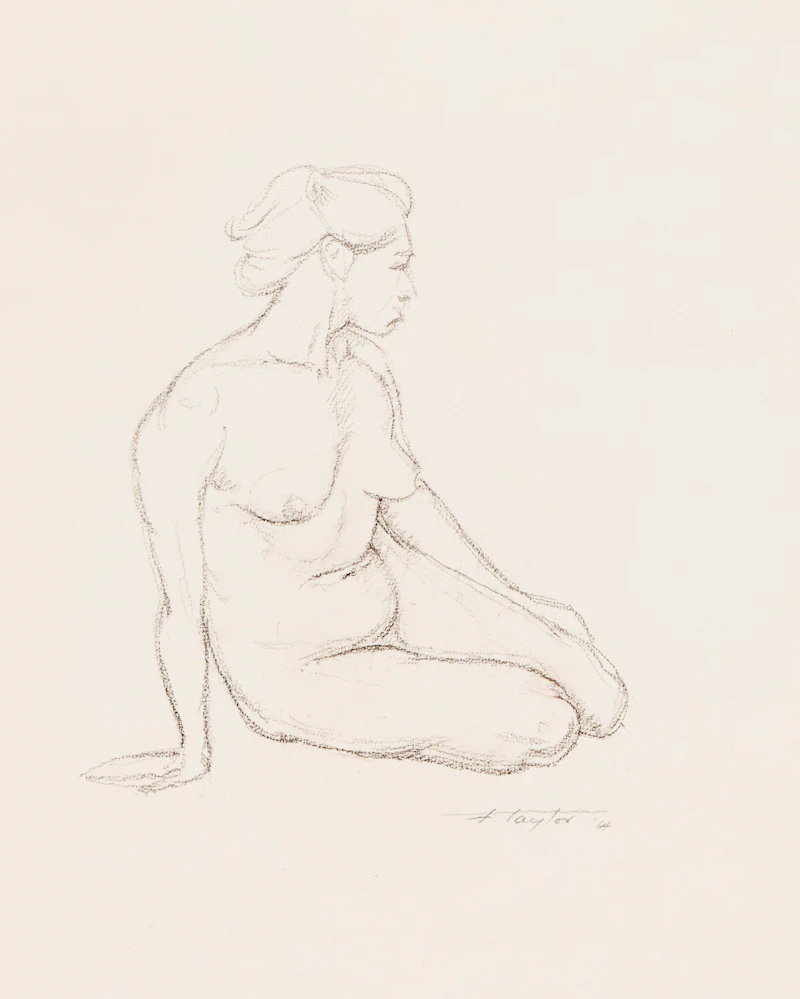 Frederick Bourchier Taylor, Centerville Digby Neck., NS., Fish Dressing Factory; Seated Nude/Woman in a Chair; , assorted media on paper (3) - view 3