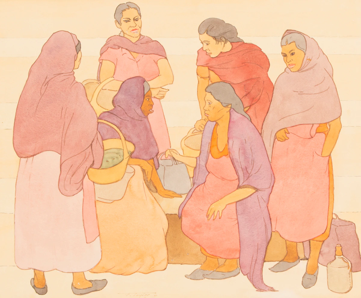 Frederick Bourchier Taylor, Six Women, watercolour, 1966