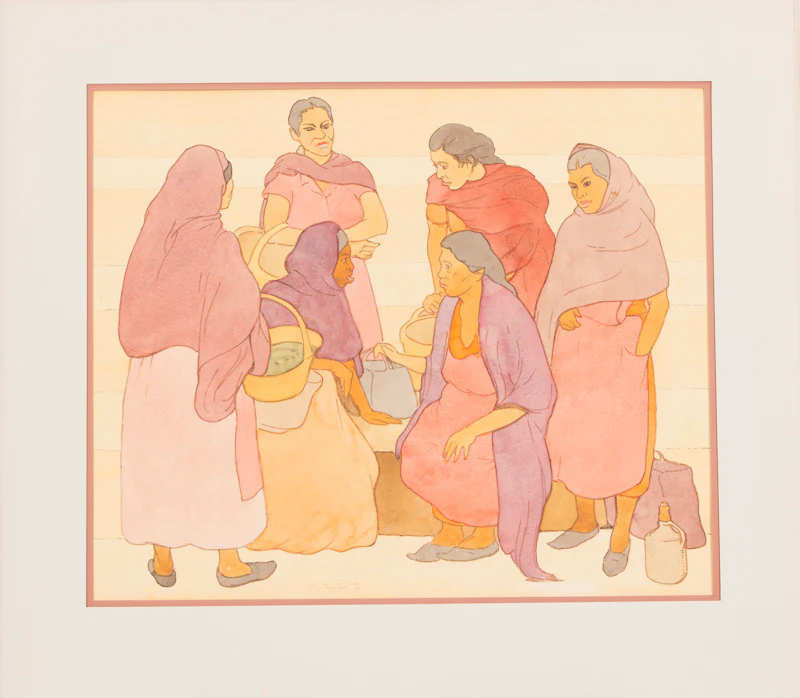 Frederick Bourchier Taylor, Six Women, watercolour, 1966 - view 2