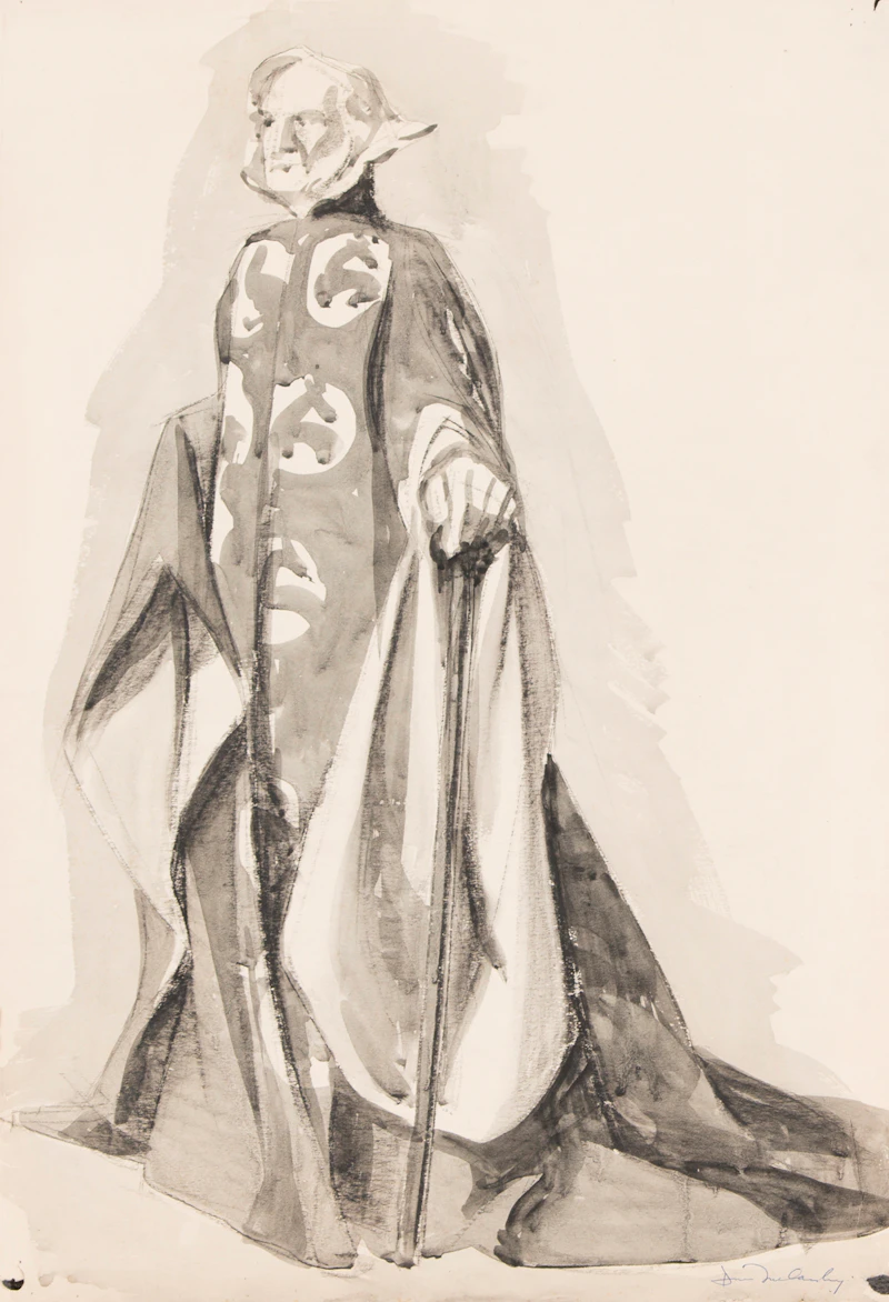 Doris Jean McCarthy, Abstract Composition & Portrait of Man with a Cane (sold with “Nude” by D. Bennett)