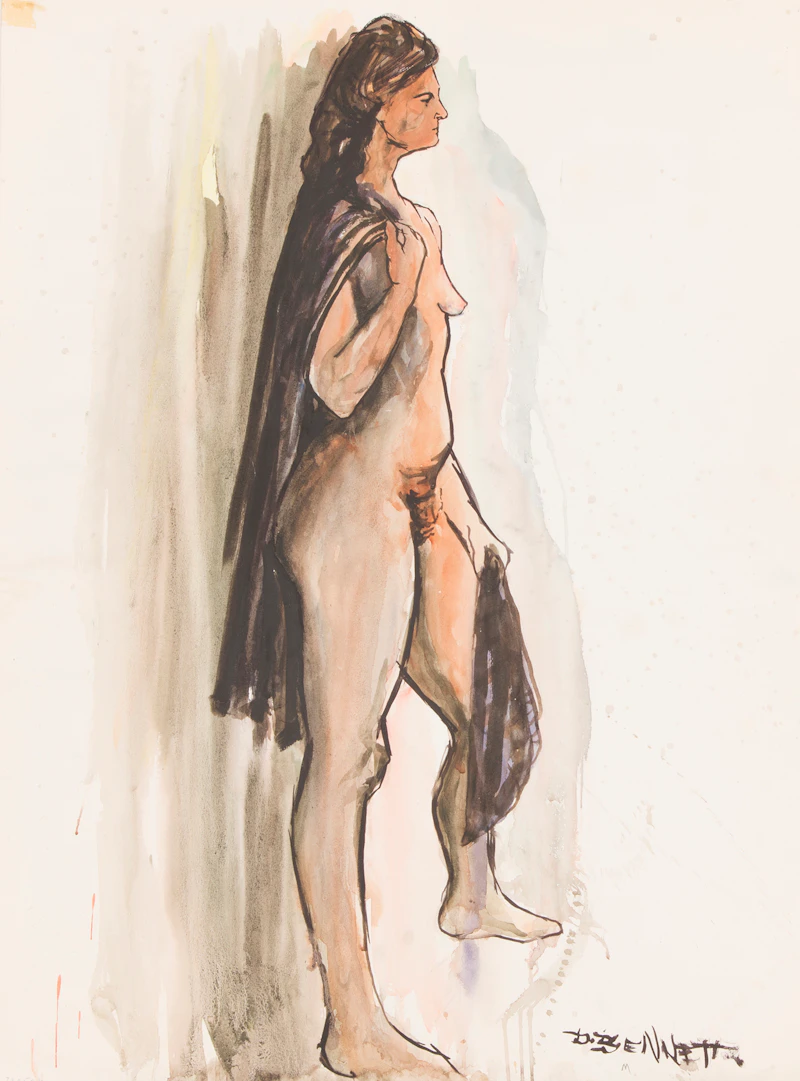 Doris Jean McCarthy, Abstract Composition & Portrait of Man with a Cane (sold with “Nude” by D. Bennett), assorted media on paper (3) - view 2
