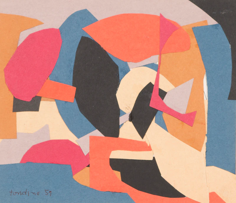 Gentile Tondino, Crucifixion Scene; Three Men Meeting; Abstract Collage, assorted media on paper (3) - view 3