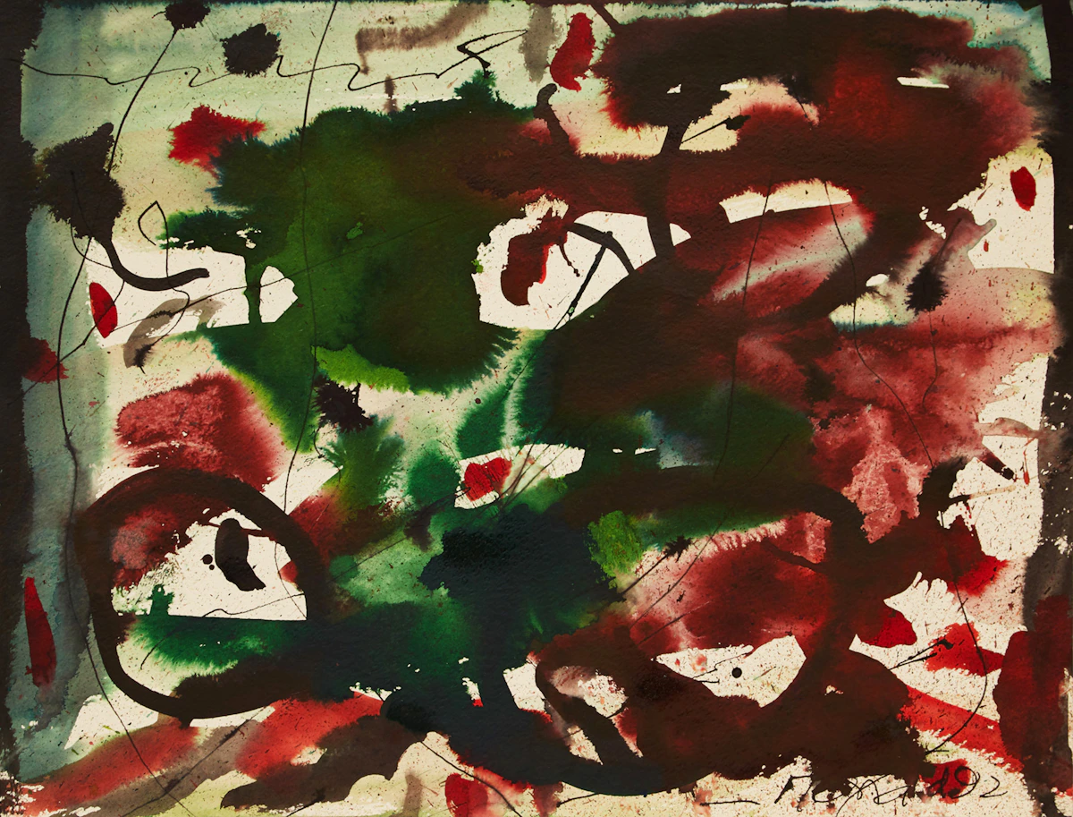 William Ronald, Abstract Composition, watercolour and gouache on paper, 1992