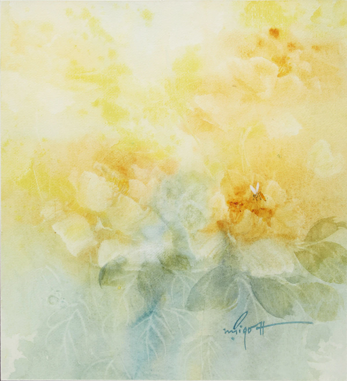 Marjorie Pigott, Pink Beauty; Yellow Roses, two watercolours