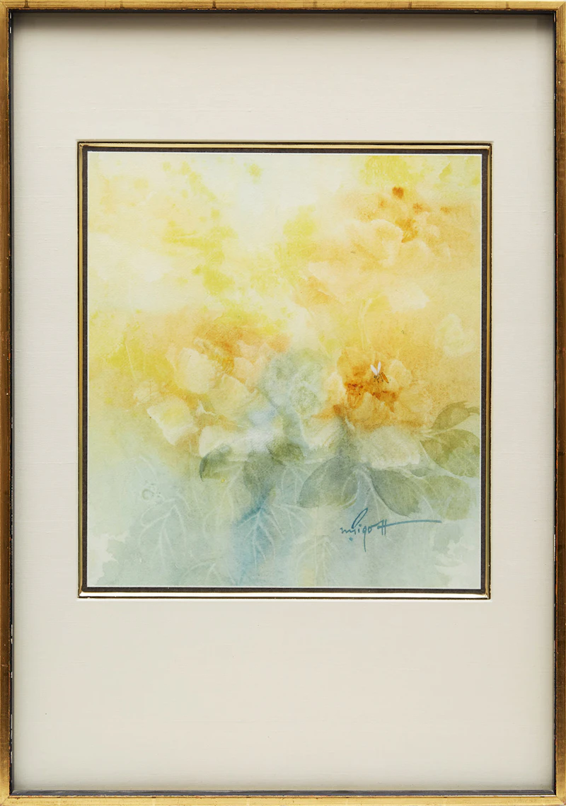 Marjorie Pigott, Pink Beauty; Yellow Roses, two watercolours - view 2