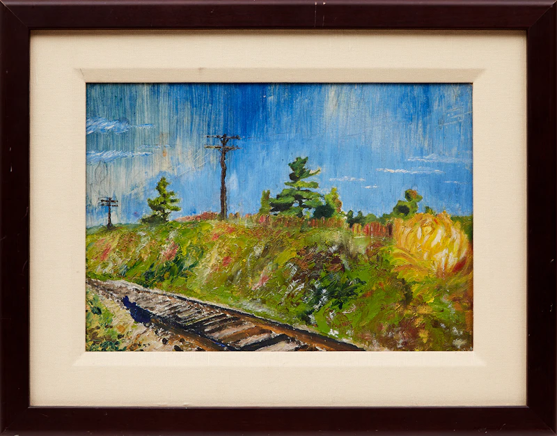 Arthur Shilling, Train Tracks, oil on canvas board, 1960 - view 2