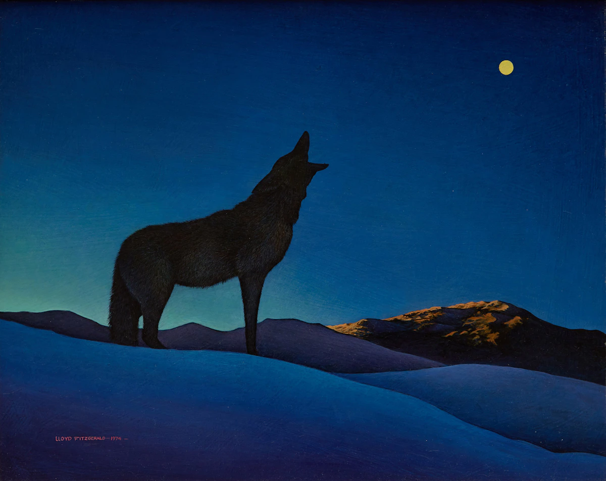 Lloyd Fitzgerald, Beginning of Night (The Wolf), acrylic on board, 1974