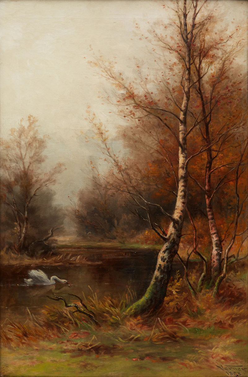 Swan in a Pond by Frederick Arthur Verner