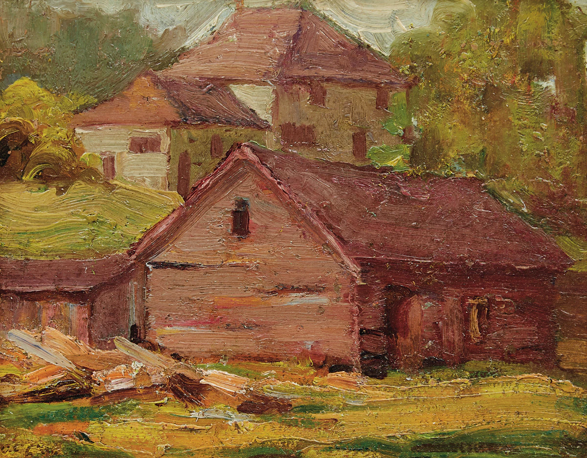 John William Beatty, Rural Houses, oil on board