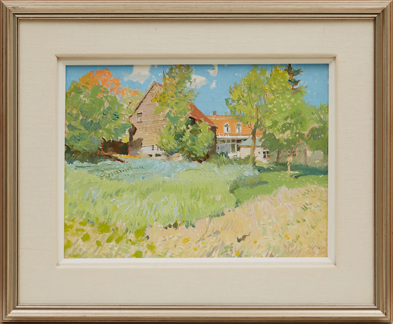 George Franklin Arbuckle, Back Yard at Enterprise, Ontario, oil on board, 1986 - view 2