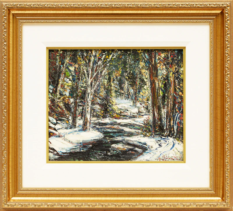 Joseph Giunta, Le Ruisseau Dégel, Laurentides, Quebec, oil on board - view 2
