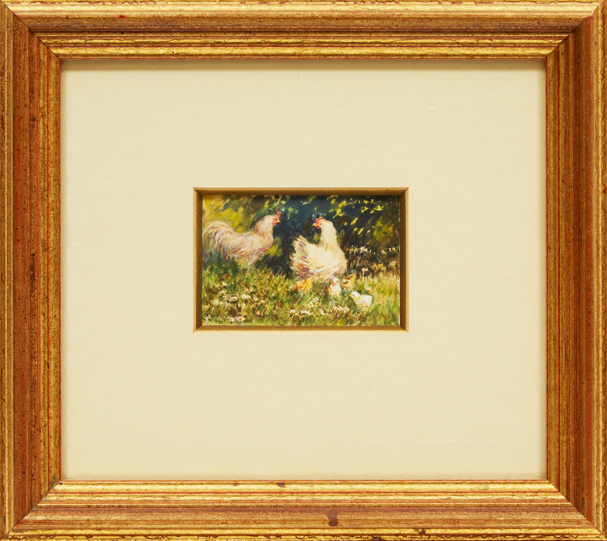 Elizabeth Annie McGillivray Knowles, Roosters with Chicks; Roosters and Chickens in the Yard, two watercolours